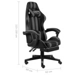 vidaXL Scaun de racing suport picioare, negru/gri, piele ecologică vidaXL Scaun de racing suport picioare, negru/gri, piele ecologică