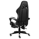 vidaXL Scaun de racing cu suport picioare, negru/alb, piele ecologică vidaXL Scaun de racing cu suport picioare, negru/alb, piele ecologică