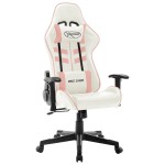 vidaXL Scaun pentru jocuri, alb și roz, piele artificială vidaXL Scaun pentru jocuri, alb și roz, piele artificială