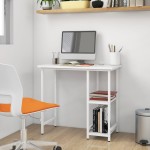 vidaXL Birou de calculator, alb, 80x40x72 cm, MDF și metal