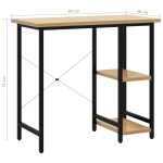 vidaXL Birou de calculator negru/stejar deschis 80x40x72 cm MDF/metal