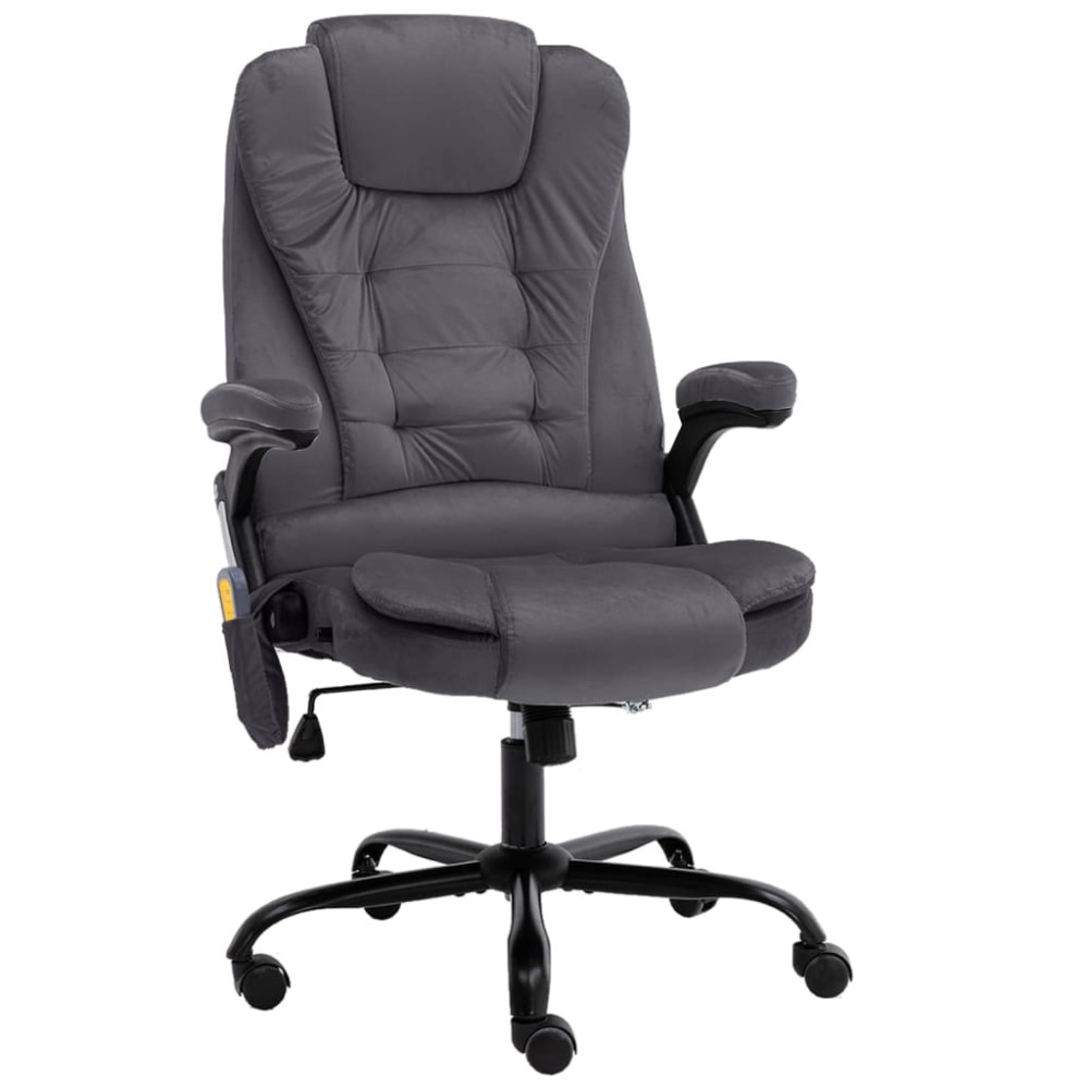 vidaXL Scaun de masaj pentru birou, gri închis, catifea