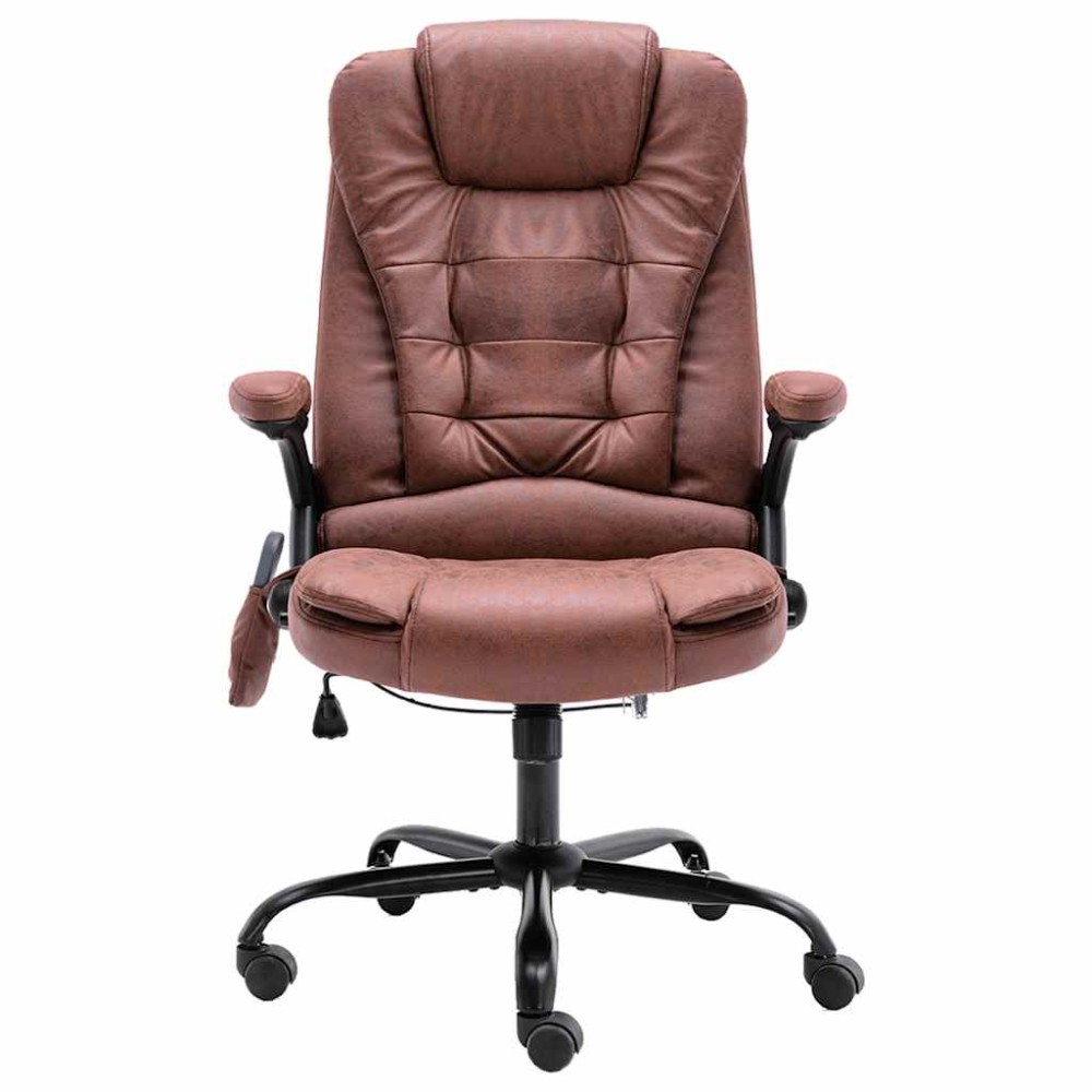 vidaXL Scaun de masaj pentru birou, maro deschis, velur ecologic