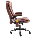 vidaXL Scaun de masaj pentru birou, maro deschis, velur ecologic vidaXL Scaun de masaj pentru birou, maro deschis, velur ecologic
