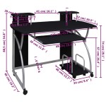 vidaXL Birou de computer, negru, 110x52x88,5 cm, lemn prelucrat