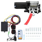 Troliu electric 12 V 1360 kg cu placă montare, rolă ghidaj telecomandă