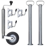 Roată de manevră 48 mm cu 2 țevi de susținere și 3 cleme de fixare Roată de manevră 48 mm cu 2 țevi de susținere și 3 cleme de fixare