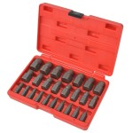 vidaXL Set extractor șuruburi, caneluri multiple, 25 de piese, oțel vidaXL Set extractor șuruburi, caneluri multiple, 25 de piese, oțel
