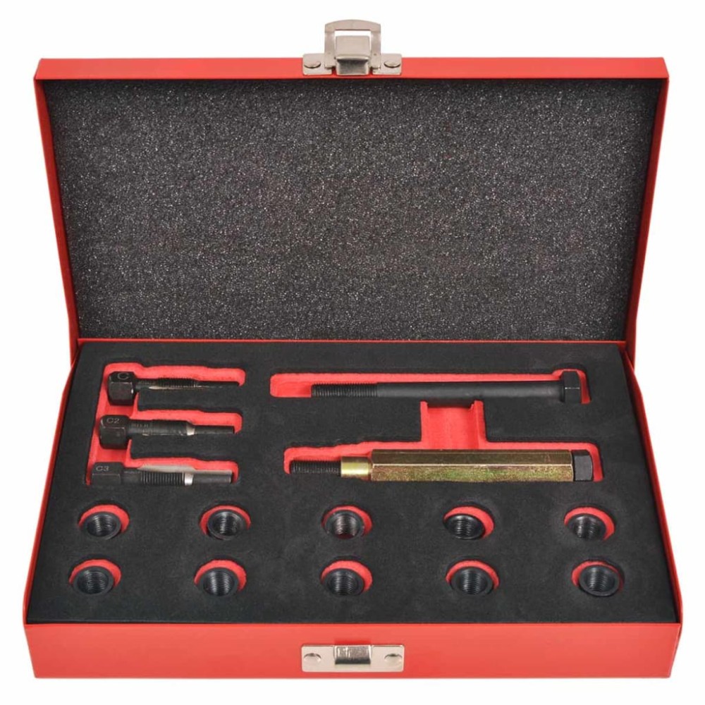 vidaXL Set reparații filet bujii 15 piese M10 x 1,0 mm