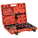 vidaXL Tester presiune pentru sistemul de răcire, roșu, 52x40,5x9,5 cm vidaXL Tester presiune pentru sistemul de răcire, roșu, 52x40,5x9,5 cm