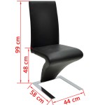 vidaXL Scaune de bucătărie, 2 buc., negru, piele ecologică