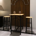 vidaXL Set masă bucătărie mic dejun/cină, lemn arămiu cu oțel negru vidaXL Set masă bucătărie mic dejun/cină, lemn arămiu cu oțel negru
