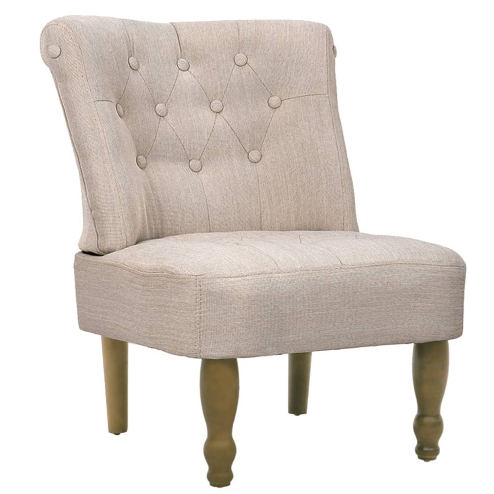 vidaXL Scaun în stil franțuzesc, crem, material textil