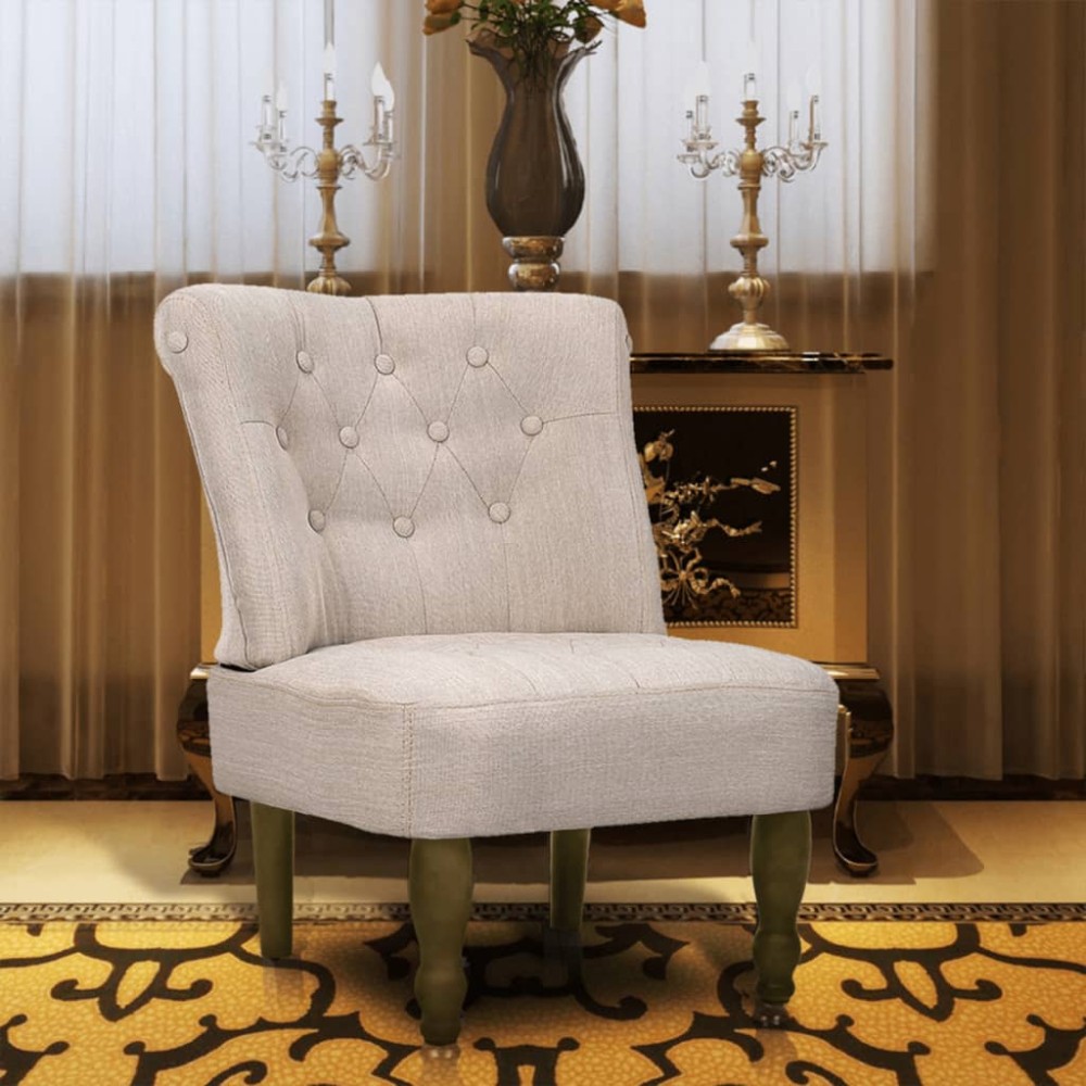 vidaXL Scaun în stil franțuzesc, crem, material textil
