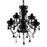 Lustră de cristal, 5 becuri, negru Lustră de cristal, 5 becuri, negru