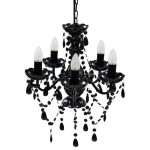 Lustră de cristal, 5 becuri, negru Lustră de cristal, 5 becuri, negru