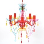 Lustră Cristal Artificial pentru 5 becuri Multicoloră Lustră Cristal Artificial pentru 5 becuri Multicoloră