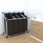 vidaXL Coș de sortare rufe cu 4 saci, negru, gri vidaXL Coș de sortare rufe cu 4 saci, negru, gri