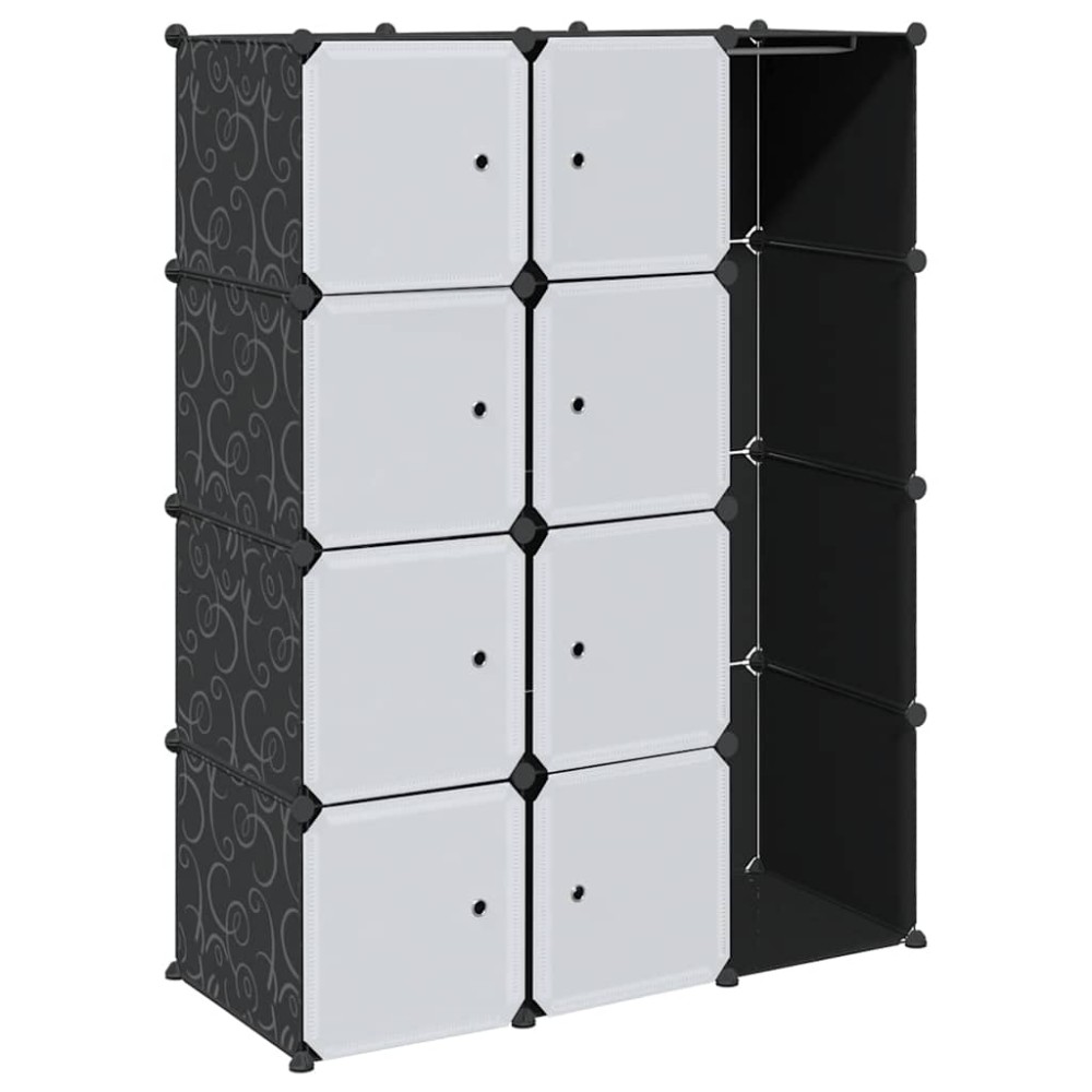 vidaXL Dulap modular cu 9 compartimente, 109x36,5x143 cm, negru și alb