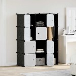 vidaXL Dulap modular cu 9 compartimente, 109x36,5x143 cm, negru și alb vidaXL Dulap modular cu 9 compartimente, 109x36,5x143 cm, negru și alb