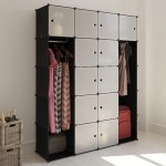 vidaXL Dulap modular 14 compartimente alb și negru 37 x 146 x 180,5 cm vidaXL Dulap modular 14 compartimente alb și negru 37 x 146 x 180,5 cm