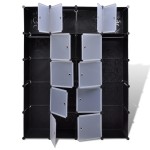 vidaXL Dulap modular 14 compartimente alb și negru 37 x 146 x 180,5 cm vidaXL Dulap modular 14 compartimente alb și negru 37 x 146 x 180,5 cm