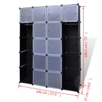 vidaXL Dulap modular 14 compartimente alb și negru 37 x 146 x 180,5 cm vidaXL Dulap modular 14 compartimente alb și negru 37 x 146 x 180,5 cm