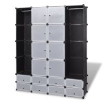 vidaXL Dulap modular cu 18 compartimente alb și negru 37x146x180,5 cm vidaXL Dulap modular cu 18 compartimente alb și negru 37x146x180,5 cm