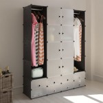 vidaXL Dulap modular cu 18 compartimente alb și negru 37x146x180,5 cm vidaXL Dulap modular cu 18 compartimente alb și negru 37x146x180,5 cm