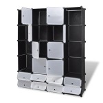 vidaXL Dulap modular cu 18 compartimente alb și negru 37x146x180,5 cm vidaXL Dulap modular cu 18 compartimente alb și negru 37x146x180,5 cm