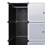 vidaXL Dulap modular cu 18 compartimente alb și negru 37x146x180,5 cm vidaXL Dulap modular cu 18 compartimente alb și negru 37x146x180,5 cm