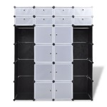 vidaXL Dulap modular cu 18 compartimente alb și negru 37x146x180,5 cm vidaXL Dulap modular cu 18 compartimente alb și negru 37x146x180,5 cm