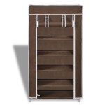 Dulap pantofi din material textil cu capac, maro, 58x28x 106 cm Dulap pantofi din material textil cu capac, maro, 58x28x 106 cm