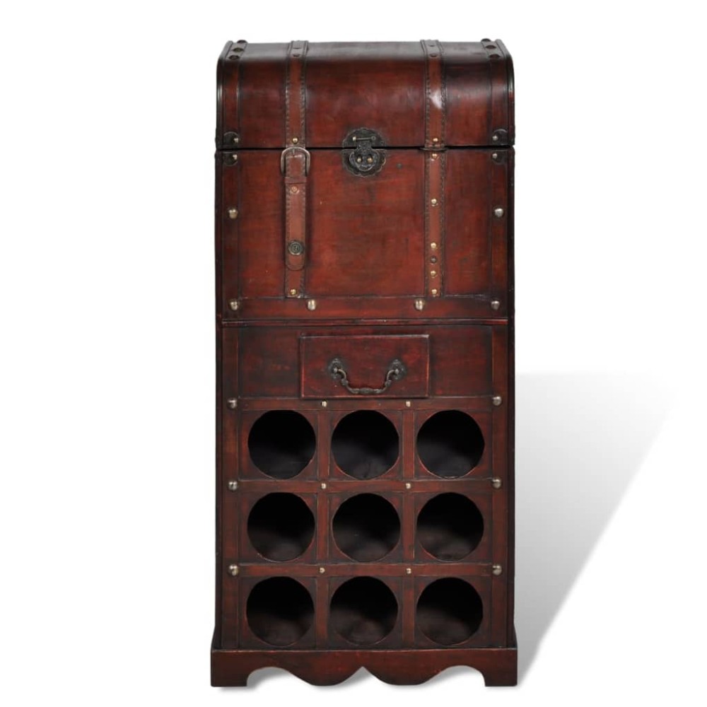 vidaXL Suport sticle vin pentru 9 sticle, lemn, spațiu de depozitare
