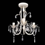 Lampă de plafon suspendată, cristal, candelabru alb elegant Lampă de plafon suspendată, cristal, candelabru alb elegant