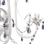 Lampă de plafon suspendată, cristal, candelabru alb elegant Lampă de plafon suspendată, cristal, candelabru alb elegant