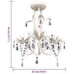 Lampă de plafon suspendată, cristal, candelabru alb elegant Lampă de plafon suspendată, cristal, candelabru alb elegant
