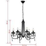 Lampă de tavan Candelabru elegant negru 6 fasunguri pentru becuri Lampă de tavan Candelabru elegant negru 6 fasunguri pentru becuri