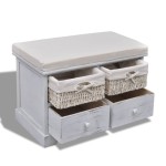 vidaXL Bancă de depozitare, alb, 62x33x42 cm, lemn de paulownia vidaXL Bancă de depozitare, alb, 62x33x42 cm, lemn de paulownia
