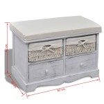 vidaXL Bancă de depozitare, alb, 62x33x42 cm, lemn de paulownia vidaXL Bancă de depozitare, alb, 62x33x42 cm, lemn de paulownia