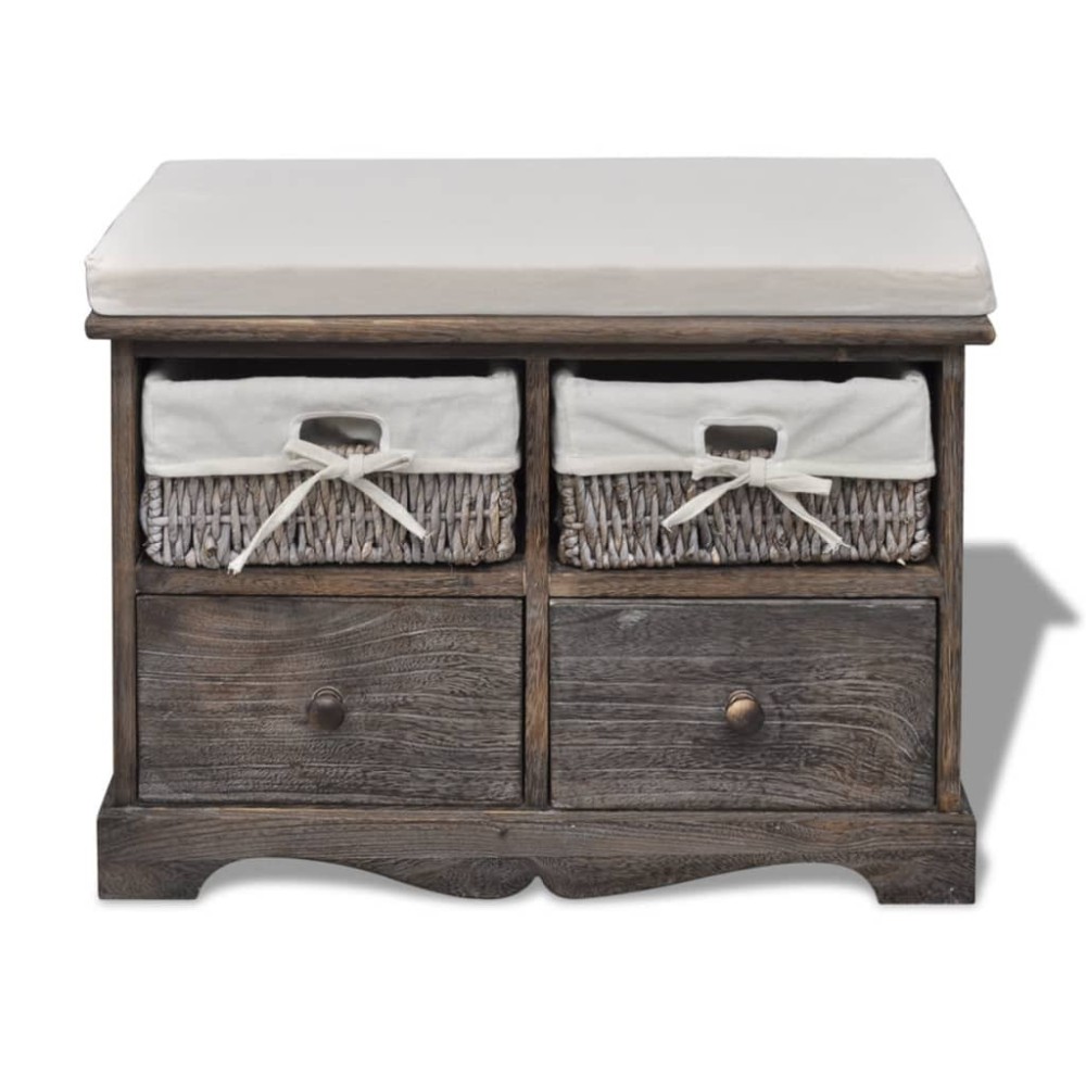 vidaXL Bancă de depozitare, maro, 62x33x42 cm, lemn de paulownia