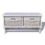 vidaXL Raft de perete, alb, 60 x 23,5 x 33 cm, lemn de paulownia vidaXL Raft de perete, alb, 60 x 23,5 x 33 cm, lemn de paulownia