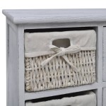 vidaXL Dulap din lemn, 3 coșuri împletite pe partea stângă, alb vidaXL Dulap din lemn, 3 coșuri împletite pe partea stângă, alb