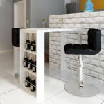 vidaXL Masă de bar din MDF, cu suport pentru sticle de vin, alb lucios vidaXL Masă de bar din MDF, cu suport pentru sticle de vin, alb lucios