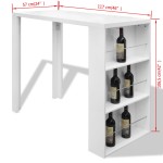 vidaXL Masă de bar din MDF, cu suport pentru sticle de vin, alb lucios vidaXL Masă de bar din MDF, cu suport pentru sticle de vin, alb lucios