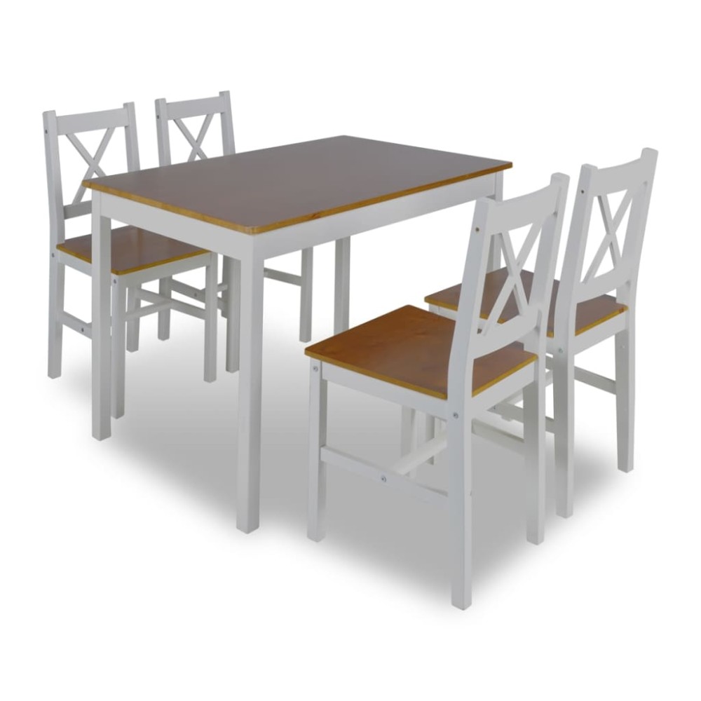 vidaXL Set mobilier de bucătărie, 5 piese, maro și alb