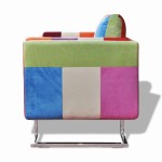 vidaXL Fotoliu cub, picioare cromate, model Patchwork, material textil