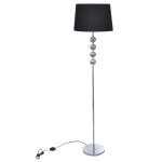 Lampă de podea abajur suport înalt, 4 bile decorative, negru Lampă de podea abajur suport înalt, 4 bile decorative, negru