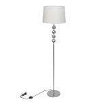 Lampă de podea cu abajur, suport înalt, 4 bile decorative, alb Lampă de podea cu abajur, suport înalt, 4 bile decorative, alb