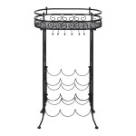 vidaXL Suport sticle de vin pentru 9 sticle, cu suport pahar, metal